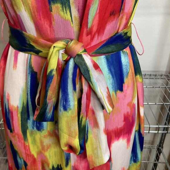 Trina Turk Women's Abstract Off Shoulder San Onofre Maxi‎ Dress Size S Vibrant - Picture 9 of 12